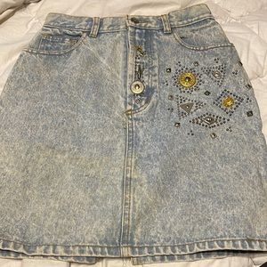 Faded denim studded skirt small